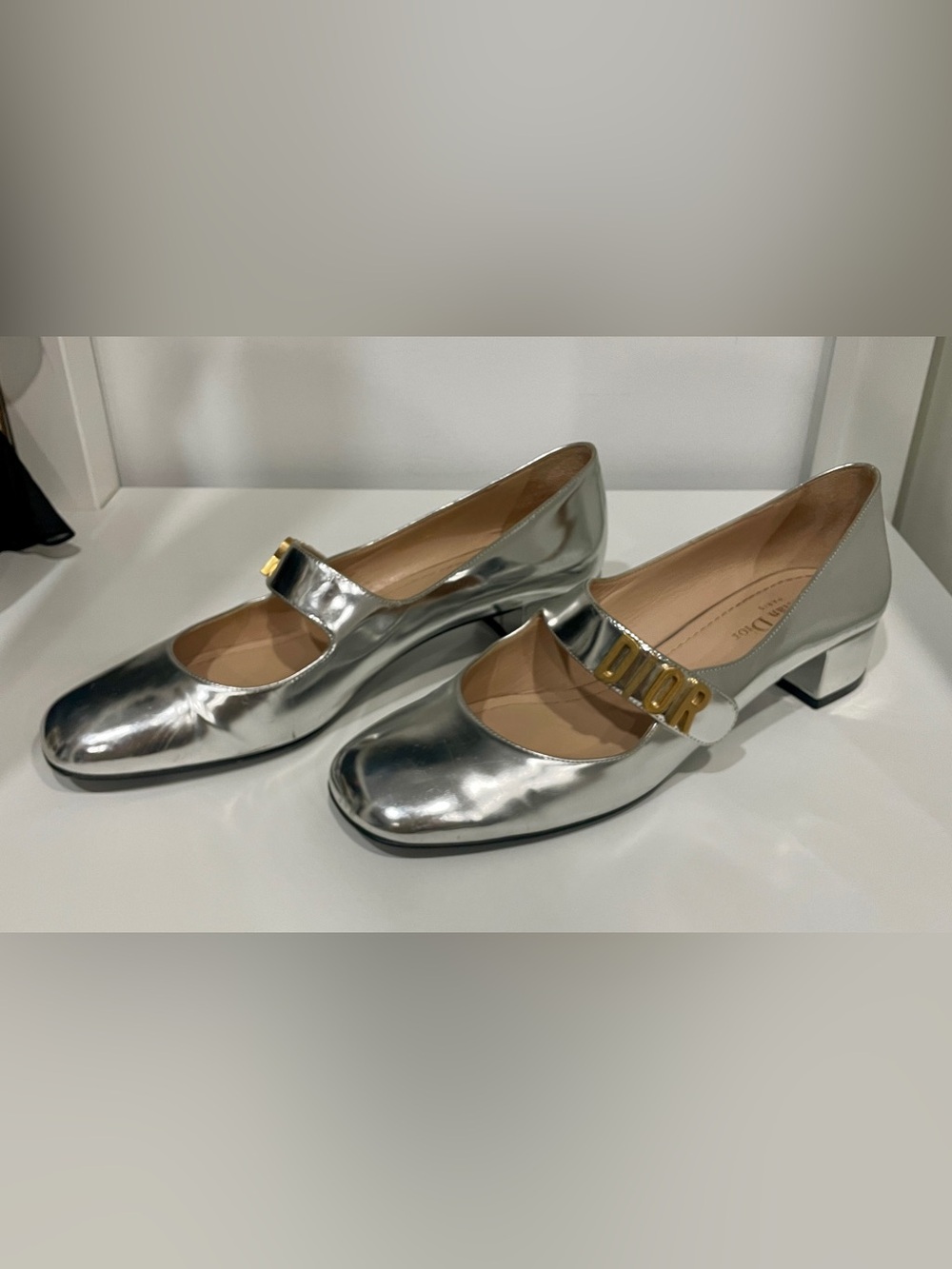 Dior Baby-D Mary Jane, Metallic Silver 40/8.5-9.5